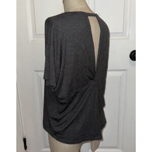 Athleta Gray Jersey Knit Tee Short Sleeve Twist Back Open Size S